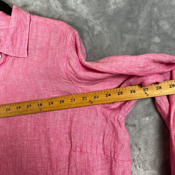 Talbots Woman 100% Linen 2XP Lagen Look Relaxed Fit Pink Button Up Shirt Preppy - Picture 5 of 10